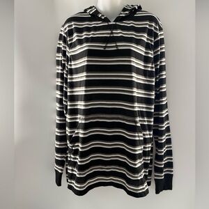 City of Angels Hoodie Dress Black & White Horizontal Stripe Size Large